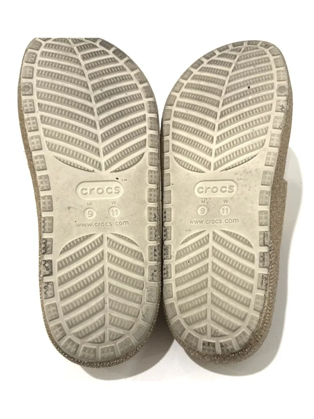 Crocs Gold Glitter Fuzzy Lined Slip On 2 Strap Sandal Slides Mens 9 Womens 11